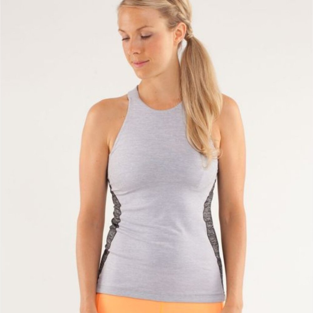 Lululemon Y2k athleisure heathered grey Minimalist halter Bra tank Sports Top